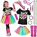 Tacobear 14Pcs Kids 80s Costume 5T14 Accessories Set Halloween Party Fancy Outfits Cosplay 1980s Theme Retro Hop Hip Party for Girls Teen Tween Teenager 6 7 8 9 10 11 12 13 - Image 3
