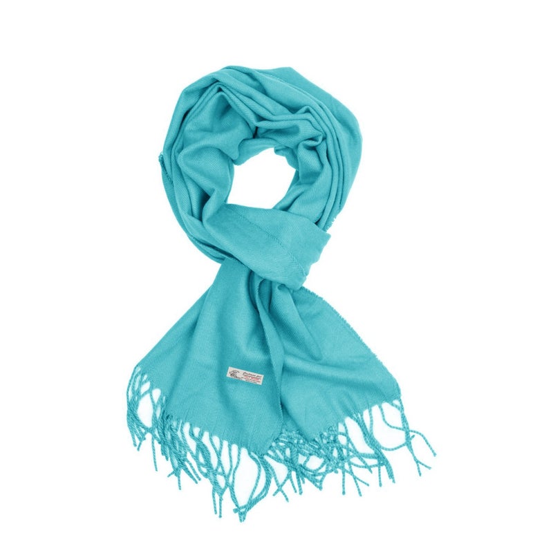 TZ Promise Plain Solid Color Cashmere Feel Classic Soft Luxurious Winter Scarf For Men Women (Turquoise) - Image 4
