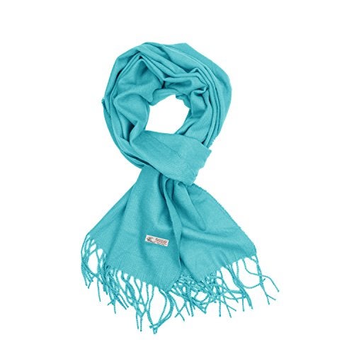 TZ Promise Plain Solid Color Cashmere Feel Classic Soft Luxurious Winter Scarf For Men Women (Turquoise) - Image 1