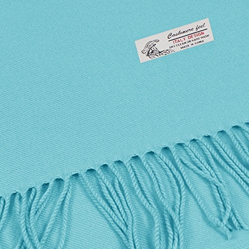 TZ Promise Plain Solid Color Cashmere Feel Classic Soft Luxurious Winter Scarf For Men Women (Turquoise) - Image 2