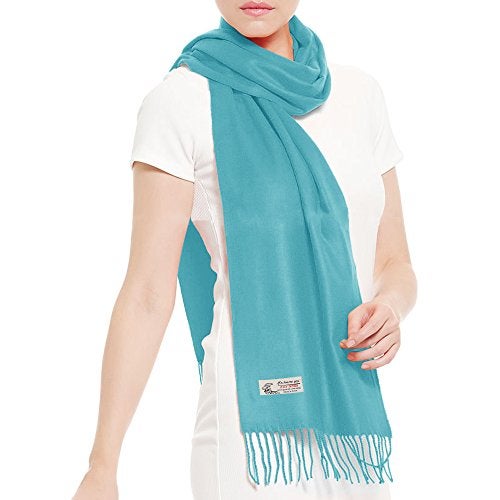 TZ Promise Plain Solid Color Cashmere Feel Classic Soft Luxurious Winter Scarf For Men Women (Turquoise) - Image 3