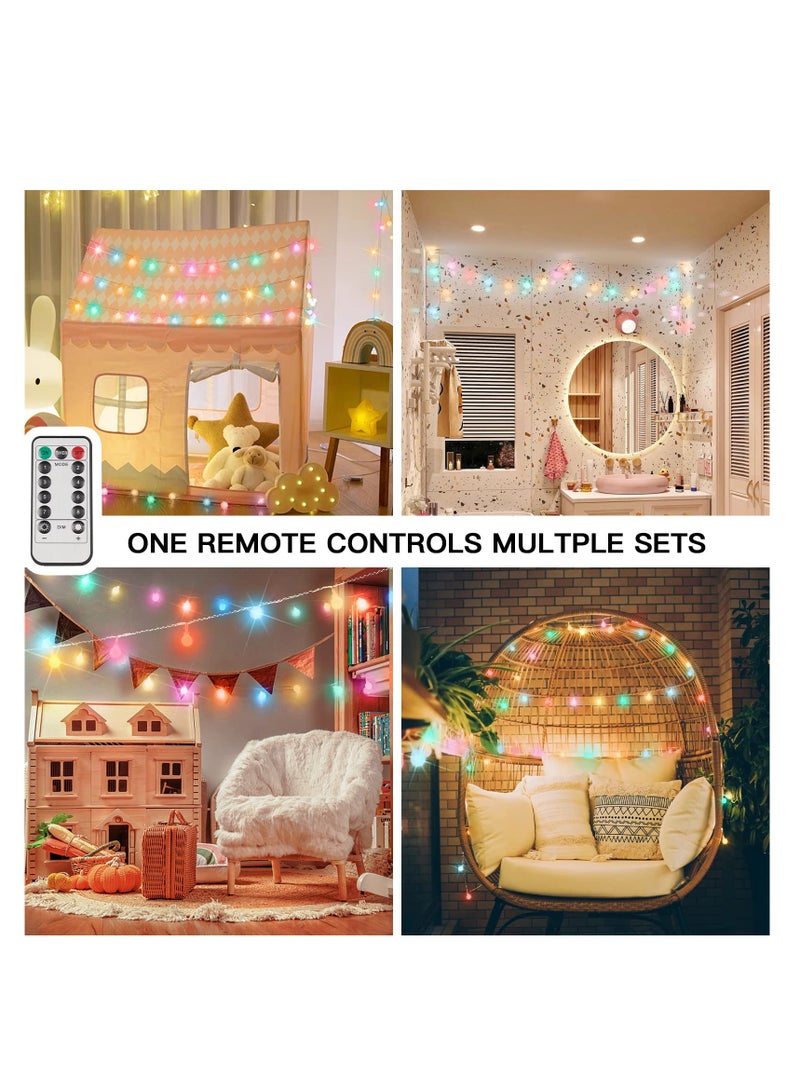 Excefore Colorful Globe String Lights, Outdoor Waterproof, 40 LED with Remote, USB for Backyard, Patio, Garden, Party, Bedroom, Classroom (6 Colorful Bulbs) - Image 2