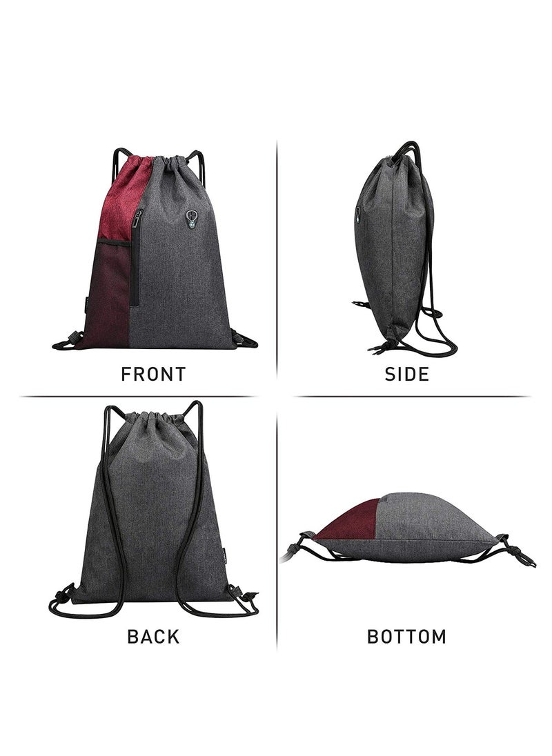 Excefore Drawstring Sackpack Bag, Gymsack Bag with Pocket Gym Sports Bag Outdoor Exercise Running Swimming Backpack Unisex  - Image 2