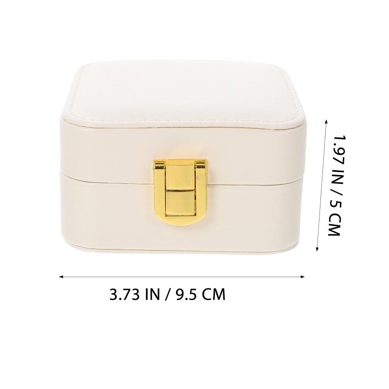White PU Jewelry Travel Box With Mirror Organizer For Women Necklace Bracelet - Image 3