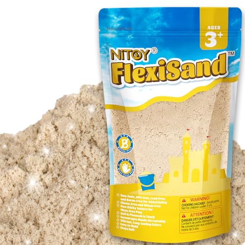 NiToy FlexiSand 22Lbs Play Sand Never Dries OutFun for 3 Years and up Kids Bulk Refill for Sensory Sand Box Toys Ideal for Shaping Squeezing and Molding Orignial Color - Image 1