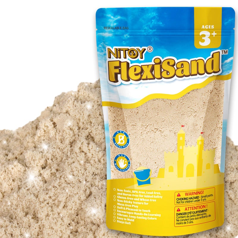 NiToy FlexiSand 22Lbs Play Sand Never Dries OutFun for 3 Years and up Kids Bulk Refill for Sensory Sand Box Toys Ideal for Shaping Squeezing and Molding Orignial Color - Image 2
