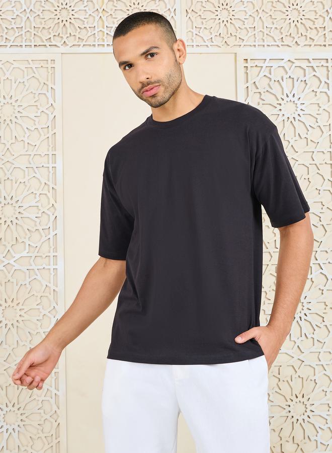 Styli Oversized Star Slogan Back Print Compact Jersey T-shirt  - Image 3