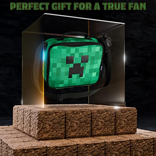 Minecraft Insulated Lunch Bag for Kids Creeper Lunchbox for Boys School Supplies Food Carrier Snacks Picnic Beach Days Travel Gamer Gifts for Kids (Green) - Image 2