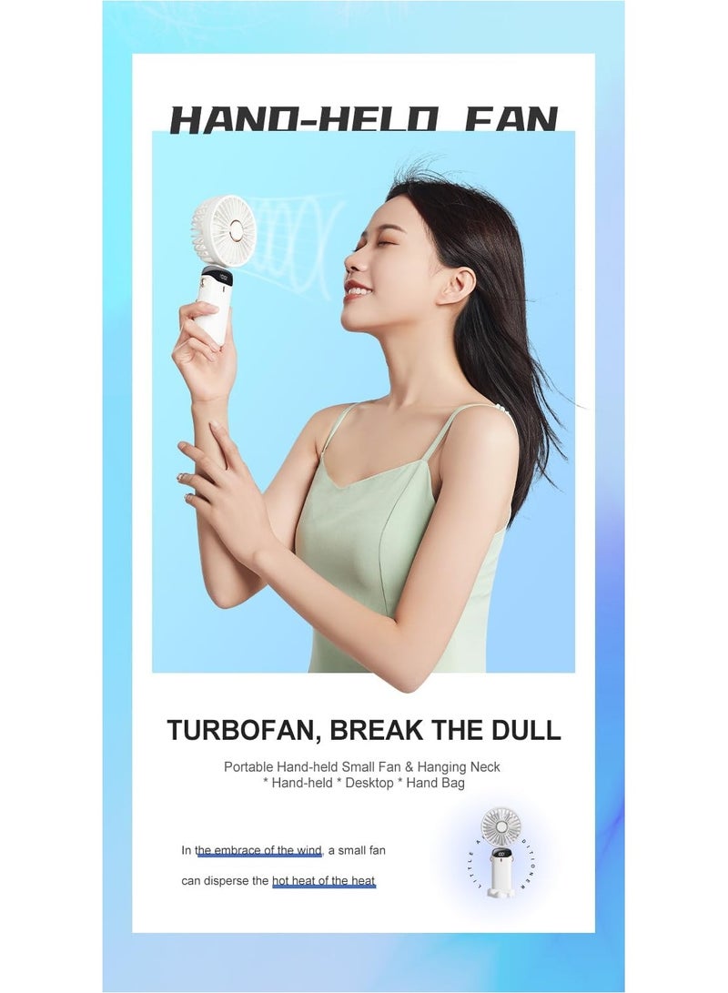 Beauenty Portable Handheld Fan with LED Display, 5-Speed Settings, 1200mAh Battery, 90-Degree Adjustable, Desk Fan, Hand Fan (Pink) - Image 4