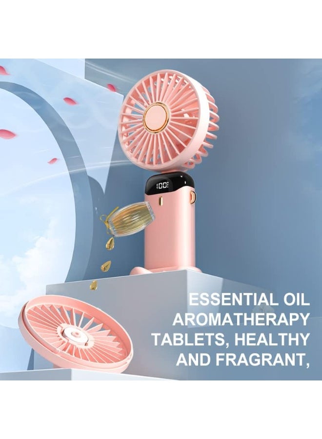 Beauenty Portable Handheld Fan with LED Display, 5-Speed Settings, 1200mAh Battery, 90-Degree Adjustable, Desk Fan, Hand Fan (Pink) - Image 3