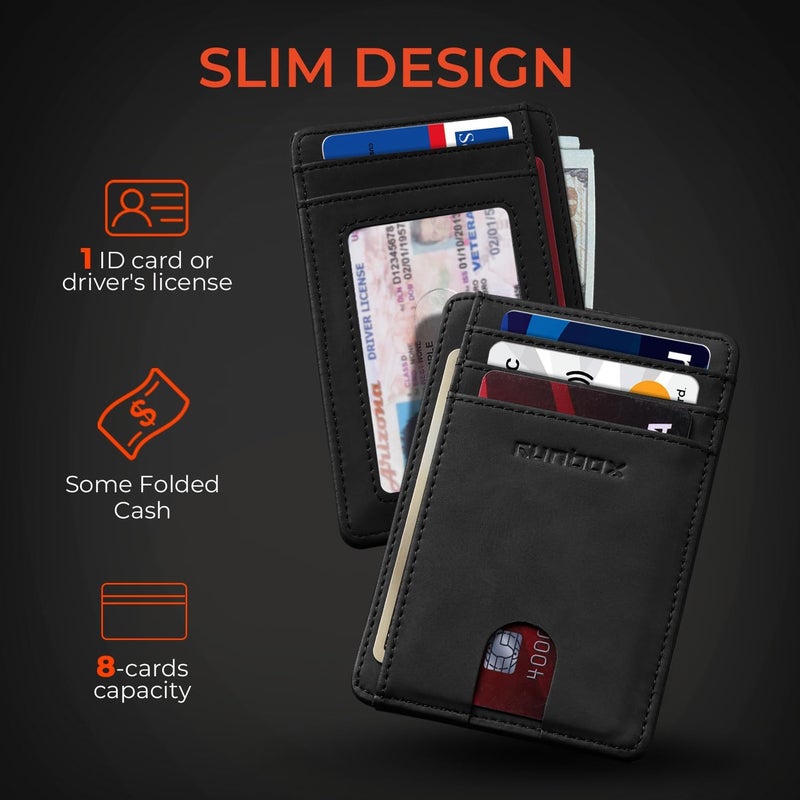 RUNBOX Slim ID Cases Minimalist Front Pocket RFID Blocking Leather Wallets for Men and Women Card Holder Wallets Gifts for men - Image 3