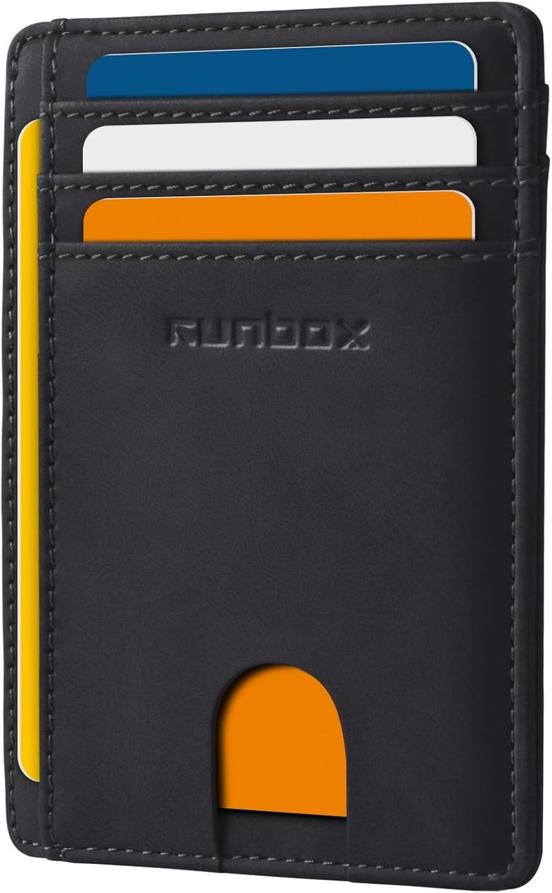 RUNBOX Slim ID Cases Minimalist Front Pocket RFID Blocking Leather Wallets for Men and Women Card Holder Wallets Gifts for men - Image 1