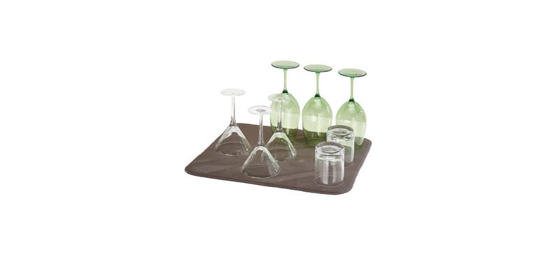 InterDesign iDry Large Kitchen Countertop Absorbent Dish Drying Mat MochaIvory