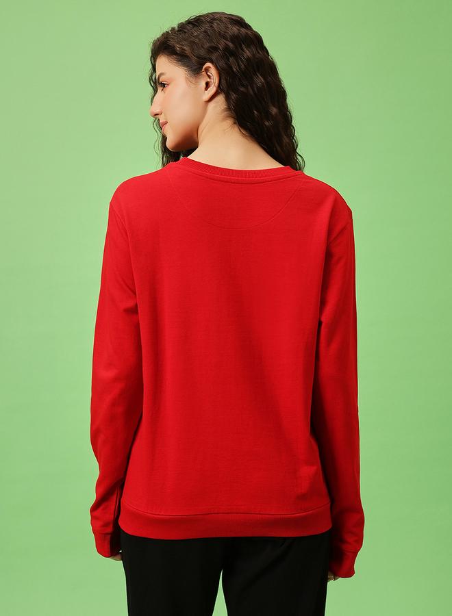 كلوفيا سويت شيرت قطن أحمر بطبعة دافي داك - Image 2