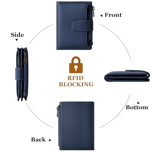 Airkit محفظة صغيرة للنساء من Airkit مع حماية RFID من الجلد الناعم قابلة للطي مع جيب بسحاب و4 نوافذ للهوية - Image 4