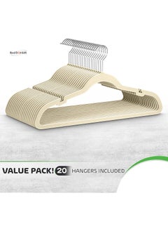 Red Dot Gift Red Dot Gift® Velvet Clothes Hangers 45cm Heavy Duty Durable Coat and Clothes Hangers (Beige, 50)  - Image 3