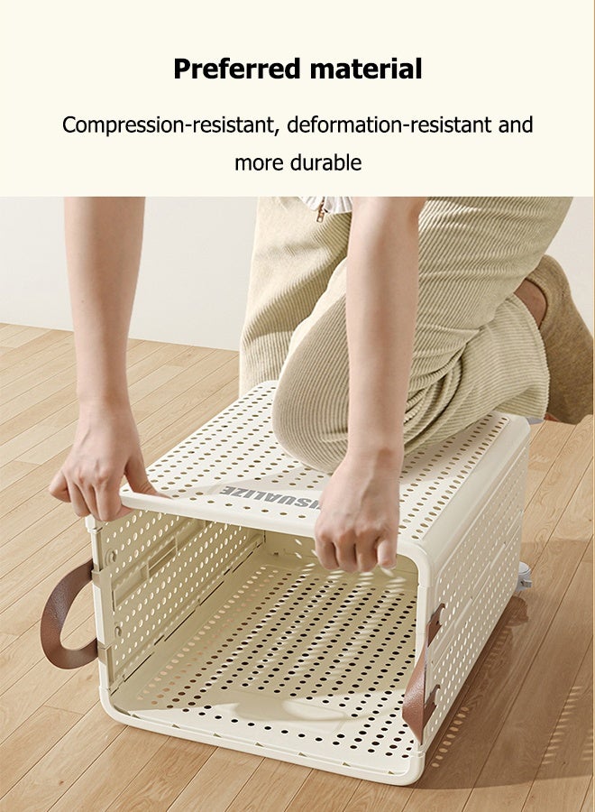 HQ-GAMING Foldable Laundry Basket, Large Capacity Portable Dirty Laundry Basket with Wheels, Household Large-Capacity Storage Sundries Storage Basket Bathroom Storage Basket, Lightweight Foldable Laundry Bin, Space-Saving Laundry Hamper, for Home, Laundry, Travel - Image 3