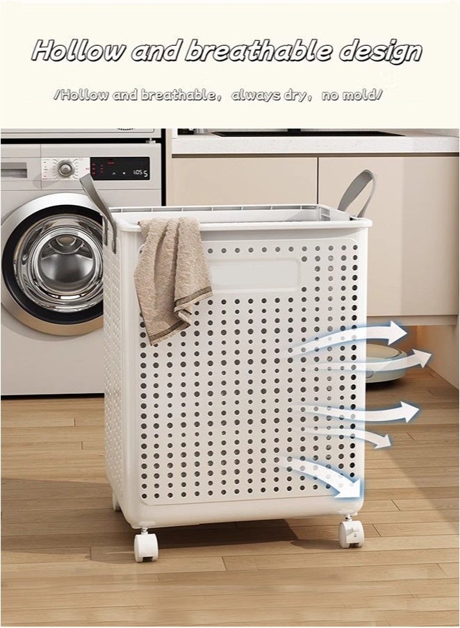 HQ-GAMING Foldable Laundry Basket, Large Capacity Portable Dirty Laundry Basket with Wheels, Household Large-Capacity Storage Sundries Storage Basket Bathroom Storage Basket, Lightweight Foldable Laundry Bin, Space-Saving Laundry Hamper, for Home, Laundry, Travel - Image 5