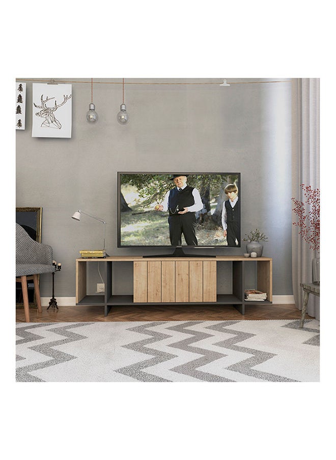 Mourah Home Zitano Tv Stand Up To 65 Inches With Storage - Oak/Dark Grey - 2 Years Warranty  - Image 1