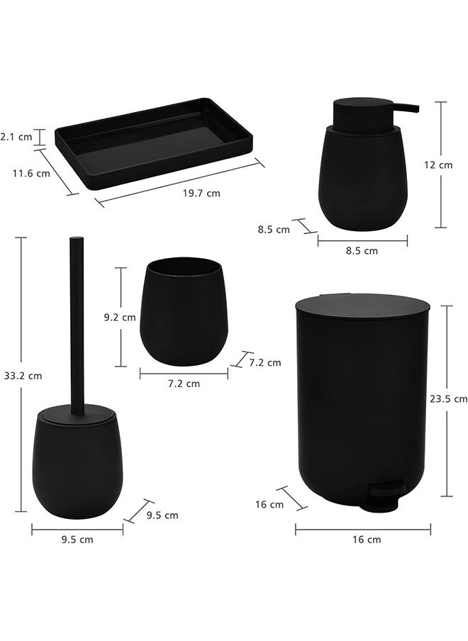 Hihonor - Black Bathroom Accessory Set,5 Piece,Bathroom Soap Dispenser/Toothbrush Holder/Tray/Dispenser,Modern Bathroom Sink Decoration - Image 1