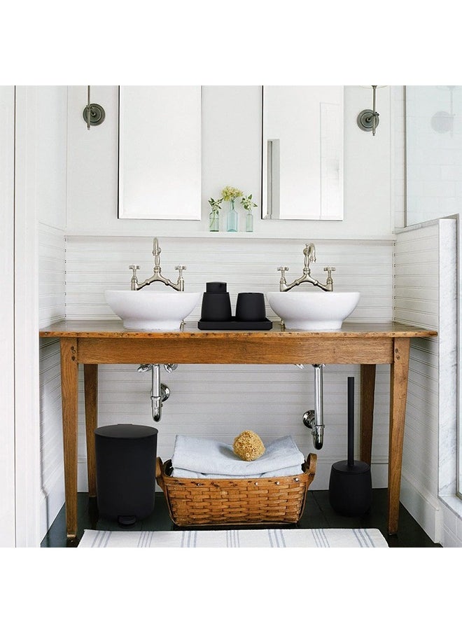 Hihonor - Black Bathroom Accessory Set,5 Piece,Bathroom Soap Dispenser/Toothbrush Holder/Tray/Dispenser,Modern Bathroom Sink Decoration - Image 1