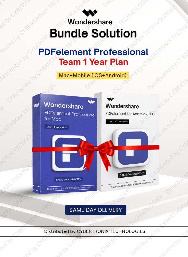 Wondershare Bundle Solution: PDFelement Team |1 Year | Mac+Mobile(iOS+Android) | Digital License | Same Day Delivery