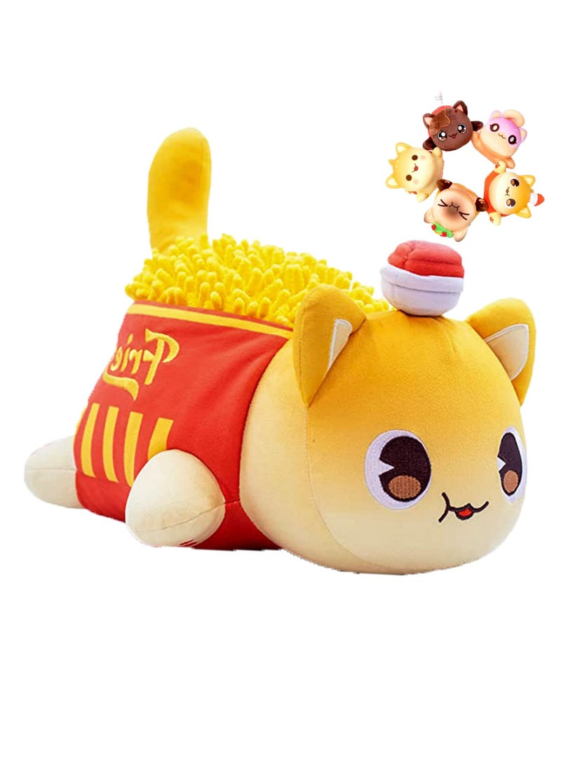 KASTWAVE Cat Plush Toy, Cute Cat Figure Stuffed Animals, Cartoon Cat Soft Cat Plush Toy, Great Gift for Kids Friends and Sisters (French Fries Cat)  - Image 1