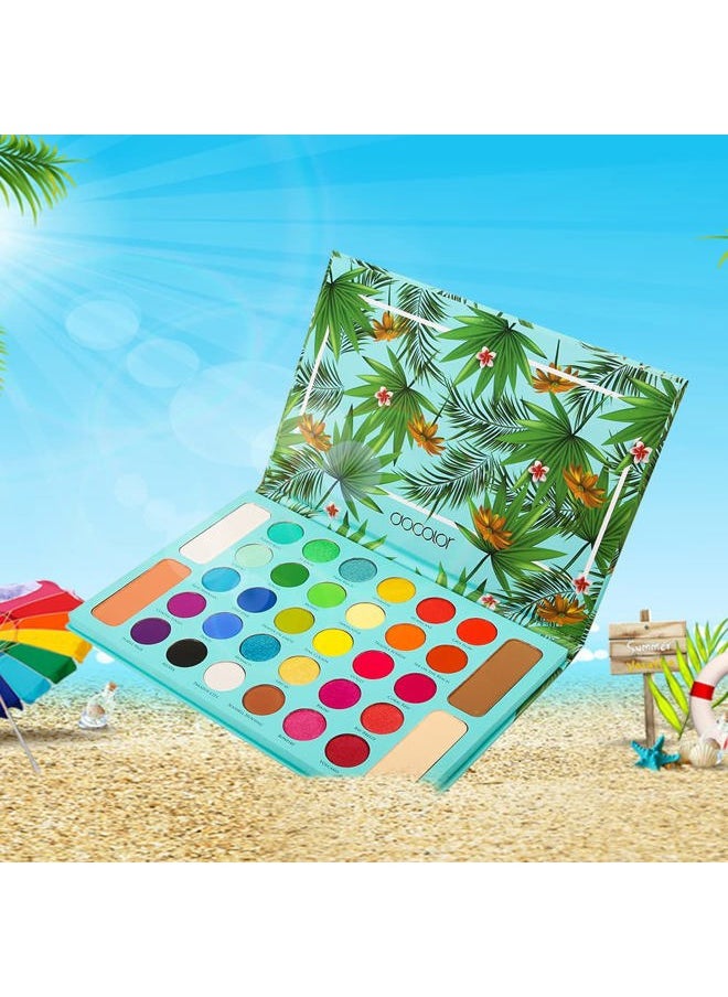 docolor - Eyeshadow Palette Shimmer Matte Highly Pigmented Eye Shadow Natural Warm Glitter Long Lasting Waterproof, Professional Contour & Highlight Powder Tropical Makeup Palette (34 Color) - Image 1