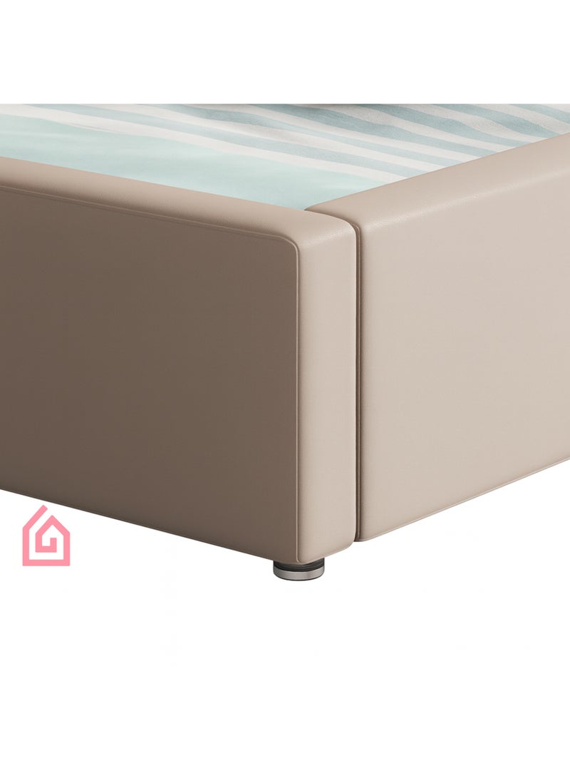 Karnak Livara Premium Kids Bed with Safety Side Rails | Modern Toddler & Baby Bed for Nursery or Bedroom | Customizable Design  Comfortable, Durable, and Child-Friendly Design Size 135x200cm (Beige) - Image 5