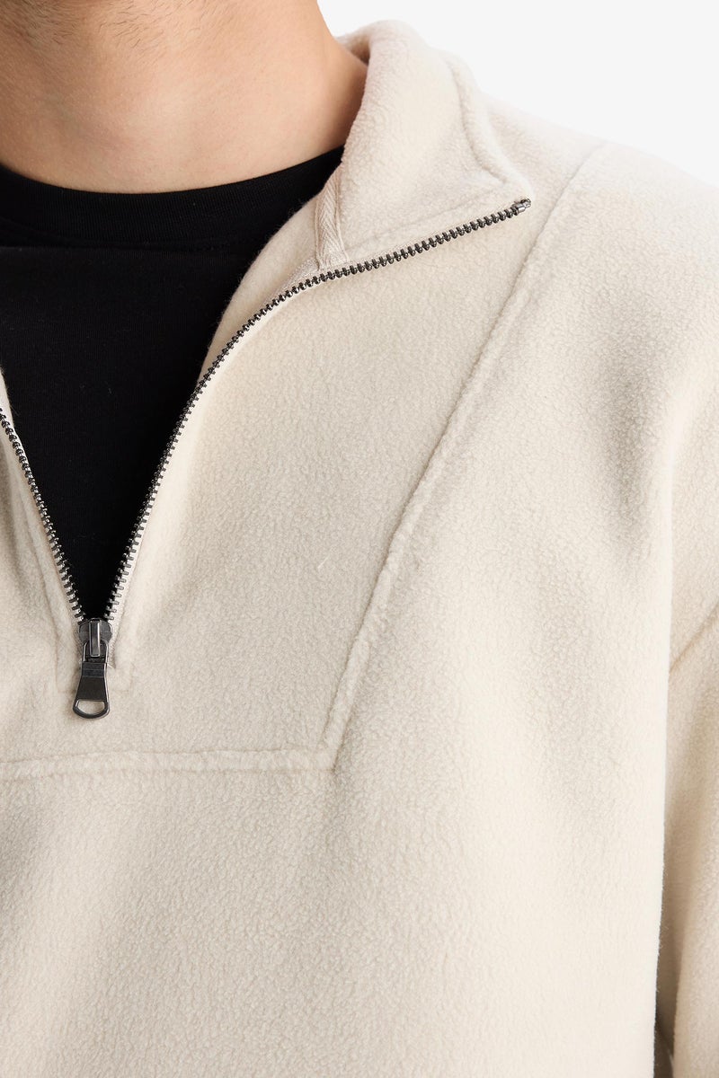 DeFacto Beige Man Boxy Fit Printed Long Sleeve Sweatshirt Casual - Image 5