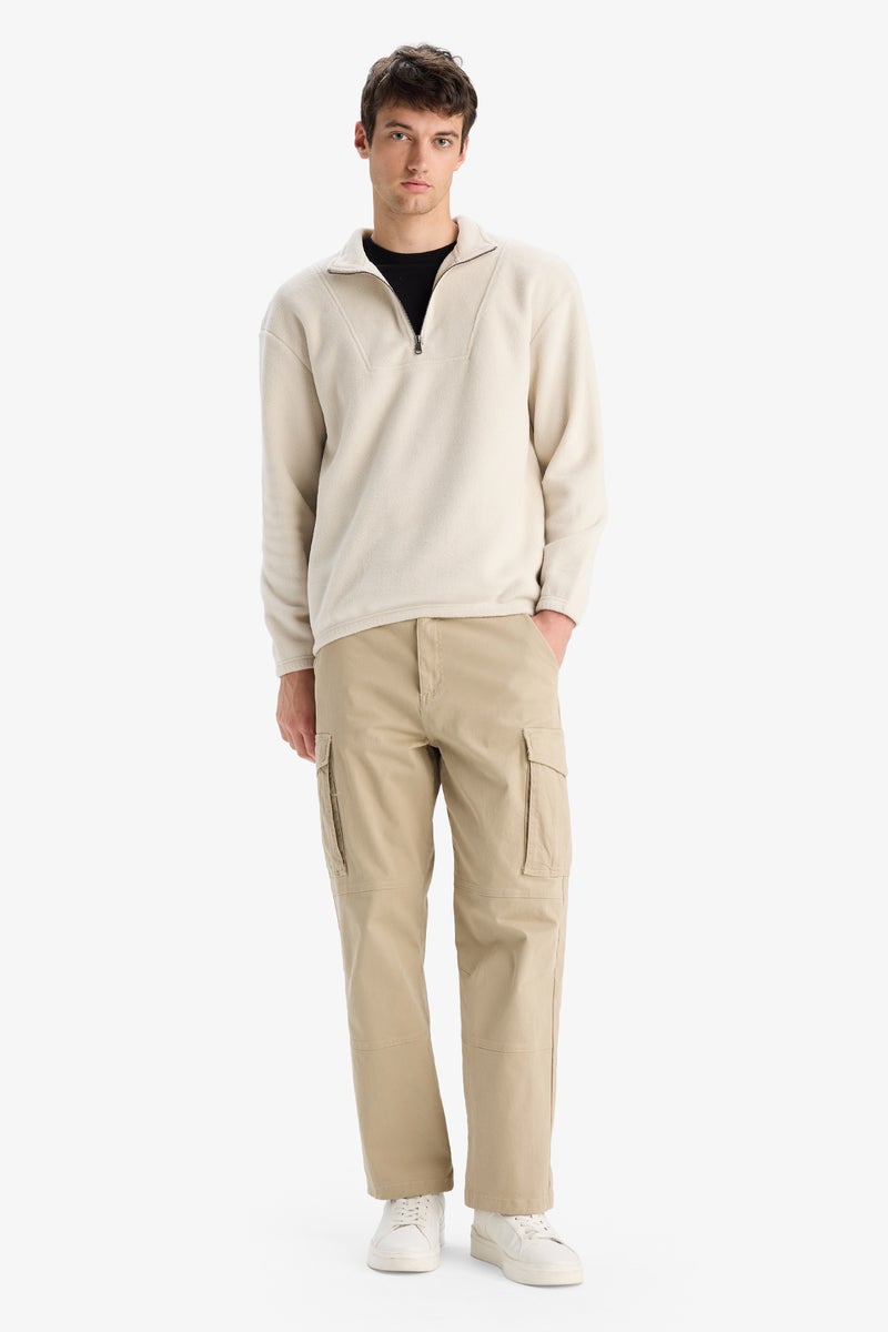 DeFacto Beige Man Boxy Fit Printed Long Sleeve Sweatshirt Casual - Image 2