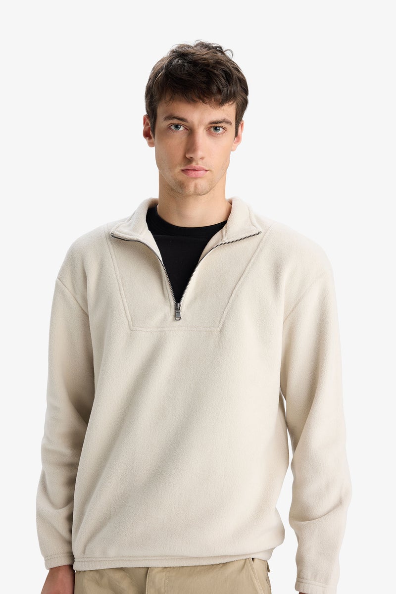 DeFacto Beige Man Boxy Fit Printed Long Sleeve Sweatshirt Casual - Image 4