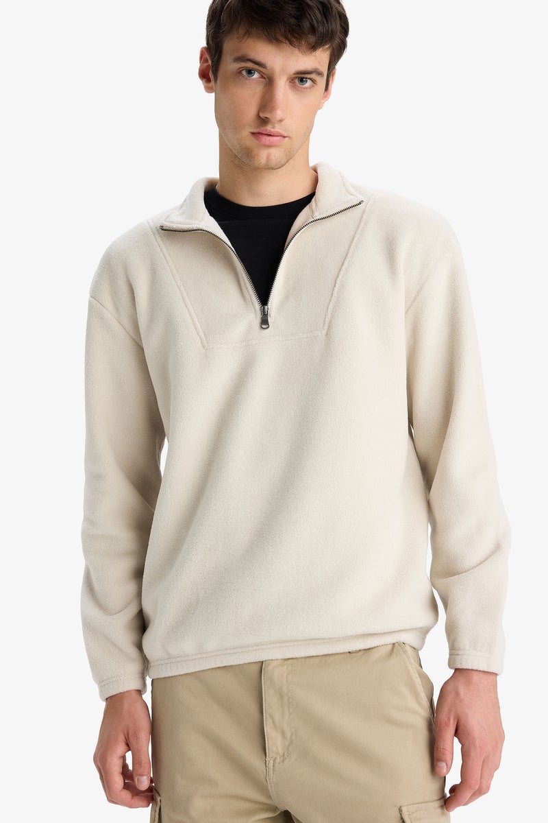 DeFacto Beige Man Boxy Fit Printed Long Sleeve Sweatshirt Casual - Image 3