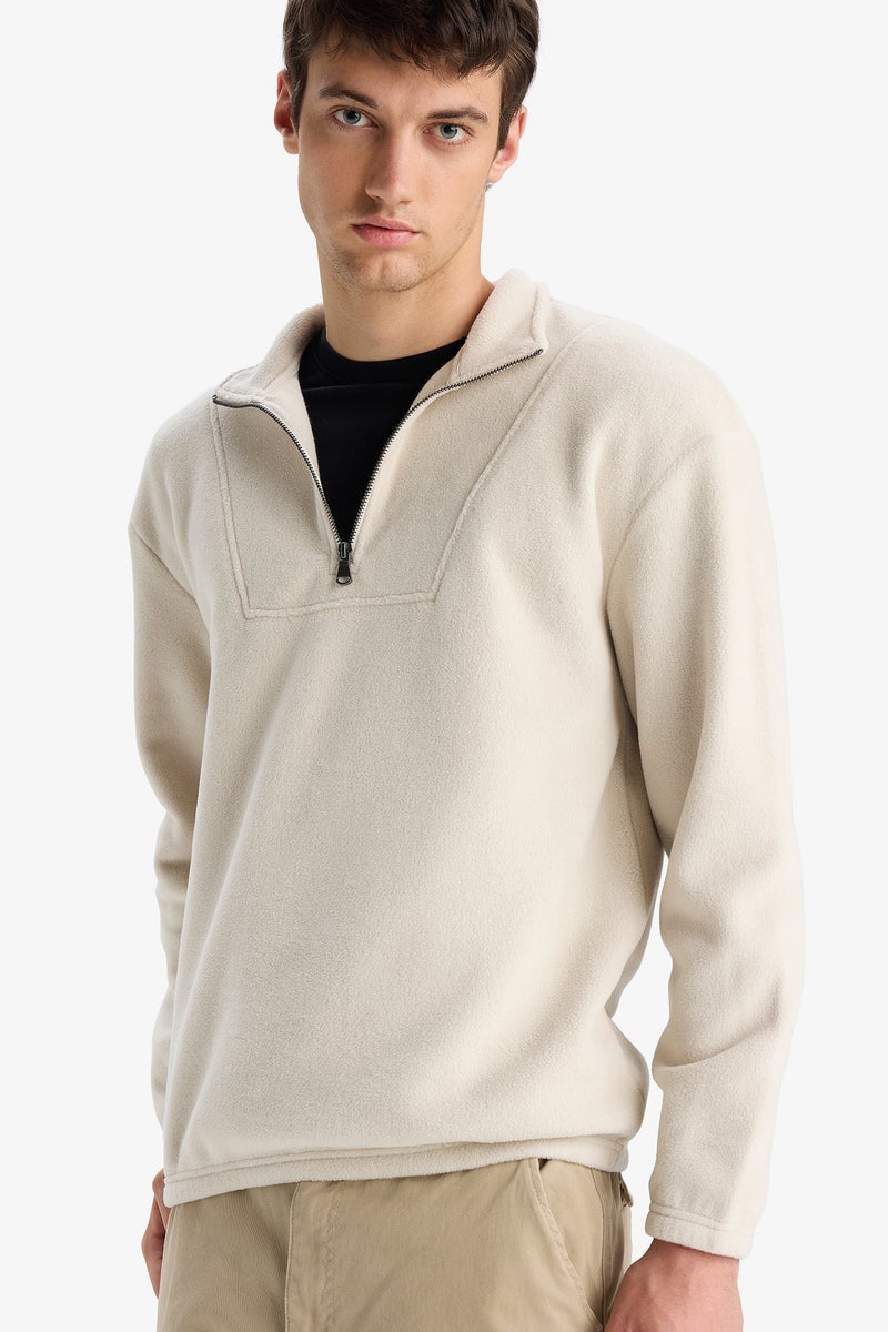 DeFacto Beige Man Boxy Fit Printed Long Sleeve Sweatshirt Casual - Image 1
