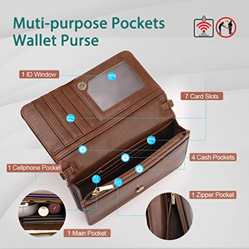 APHISON Multi-Function Small Crossbody Bags For Women,Cell Phone Shoulder Bag,Clutch Purse,RFID Wristlet Wallet,Card Holder Coffee - Image 3