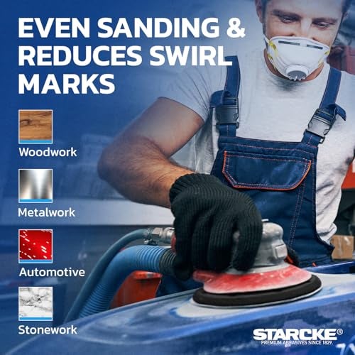 Starcke 8 inch Sanding Disc Self Stick Orbital Sander Pads 25 Pack No Hole - Premium 80 Grit Sandpaper Discs Aluminum Oxide, Durable PSA Sand Paper, Round Sanding Discs Adhesive Back for Wood & Metal - Image 4