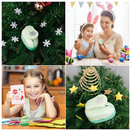 UCEC Paper Punches for Crafting, Hole Punch for Kids, 1 Inch Craft Hole Punch Shapes, 6PCS Star Heart Flower Punch Kids Hole Puncher Shape Cutters for Crafts for School Crafting & DIY Projects - Image 2