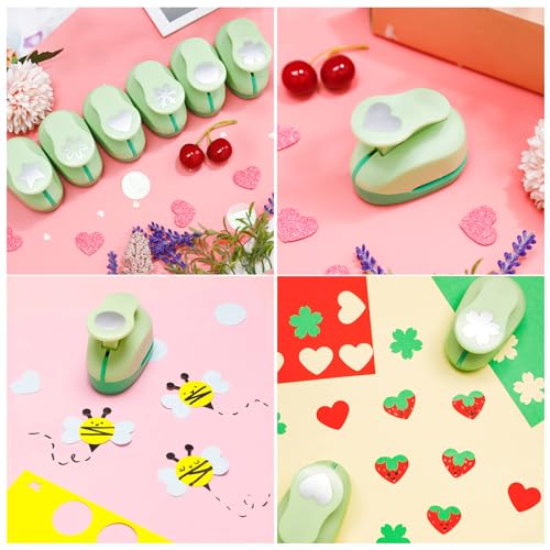 UCEC Paper Punches for Crafting, Hole Punch for Kids, 1 Inch Craft Hole Punch Shapes, 6PCS Star Heart Flower Punch Kids Hole Puncher Shape Cutters for Crafts for School Crafting & DIY Projects - Image 3