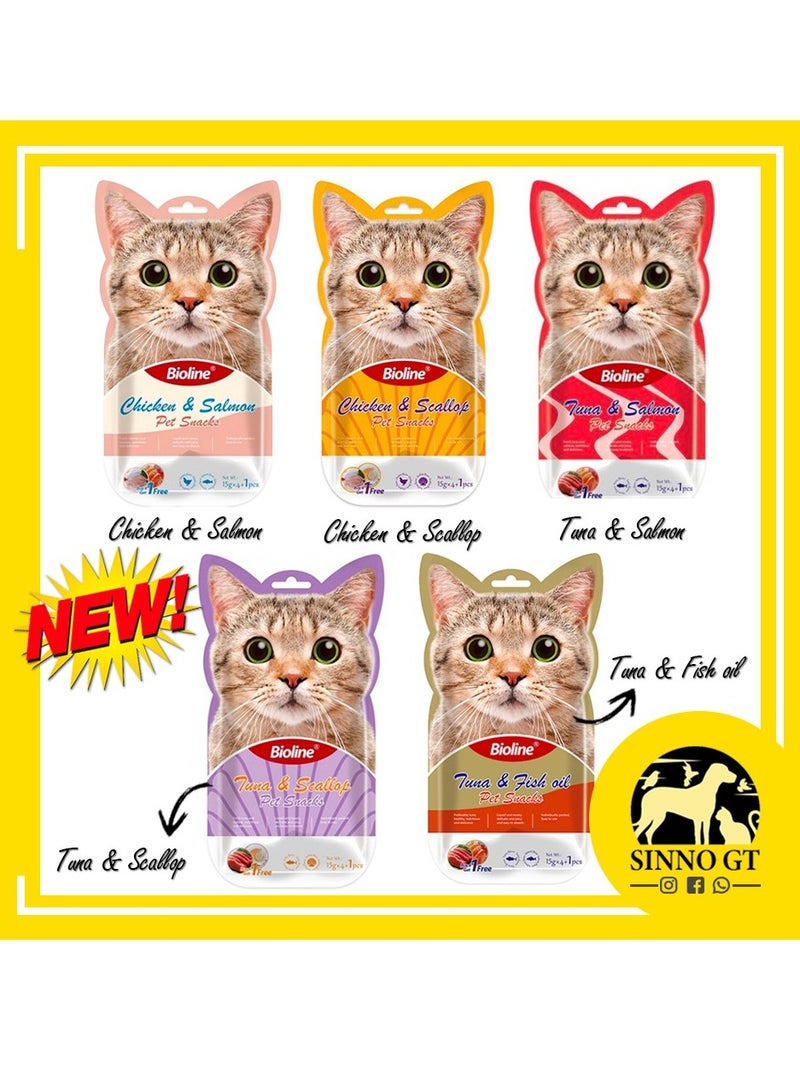 Bioline Cat Treats - 5x15g [Flavor - Chicken & Salmon] - Image 2