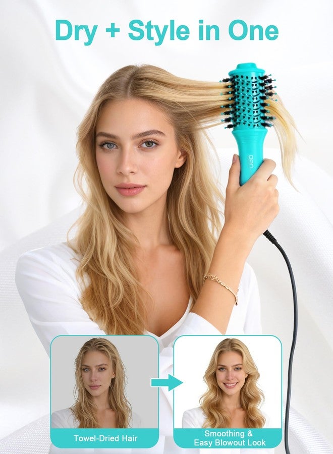 دان تكنولوجي فرشاة تجفيف الشعر الصغيرة للسفر للشعر القصير إلى المتوسط، فرشاة هواء ساخن بيضاوية الشكل مقاس 2 بوصة مع طلاء سيراميك، 3 إعدادات للحرارة لتجفيف الشعر بشكل ناعم وكثيف، 120 فولت (أزرق سماوي) - Image 2