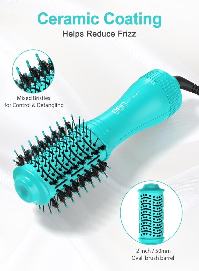 دان تكنولوجي فرشاة تجفيف الشعر الصغيرة للسفر للشعر القصير إلى المتوسط، فرشاة هواء ساخن بيضاوية الشكل مقاس 2 بوصة مع طلاء سيراميك، 3 إعدادات للحرارة لتجفيف الشعر بشكل ناعم وكثيف، 120 فولت (أزرق سماوي) - Image 5