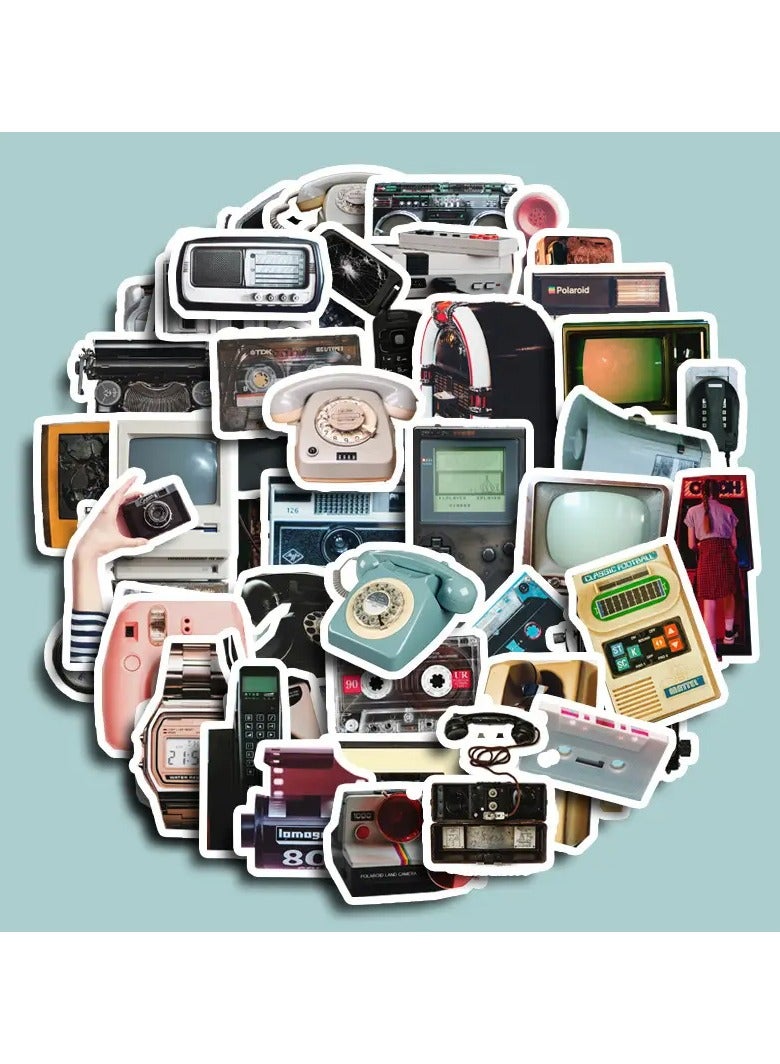 جلوسكي 50 قطعة ملصقات البنود الإلكترونية الرجعية ، ملصقات الفينيل المقاومة للماء ، لزجاجة الماء أجهزة الكمبيوتر المحمولة الهاتف ، للنساء البالغين الطلاب المعلمين الموظفين الفنون والحرف - Image 4