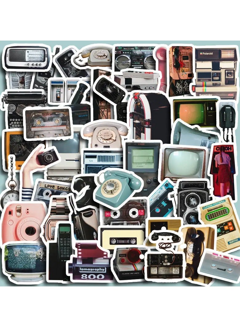 جلوسكي 50 قطعة ملصقات البنود الإلكترونية الرجعية ، ملصقات الفينيل المقاومة للماء ، لزجاجة الماء أجهزة الكمبيوتر المحمولة الهاتف ، للنساء البالغين الطلاب المعلمين الموظفين الفنون والحرف - Image 5