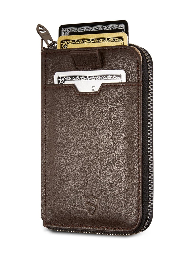Vaultskin Notting Hill zip wallet with RFID protection (Brown) - Image 1