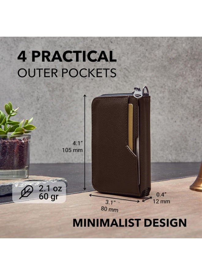 Vaultskin Notting Hill zip wallet with RFID protection (Brown) - Image 2