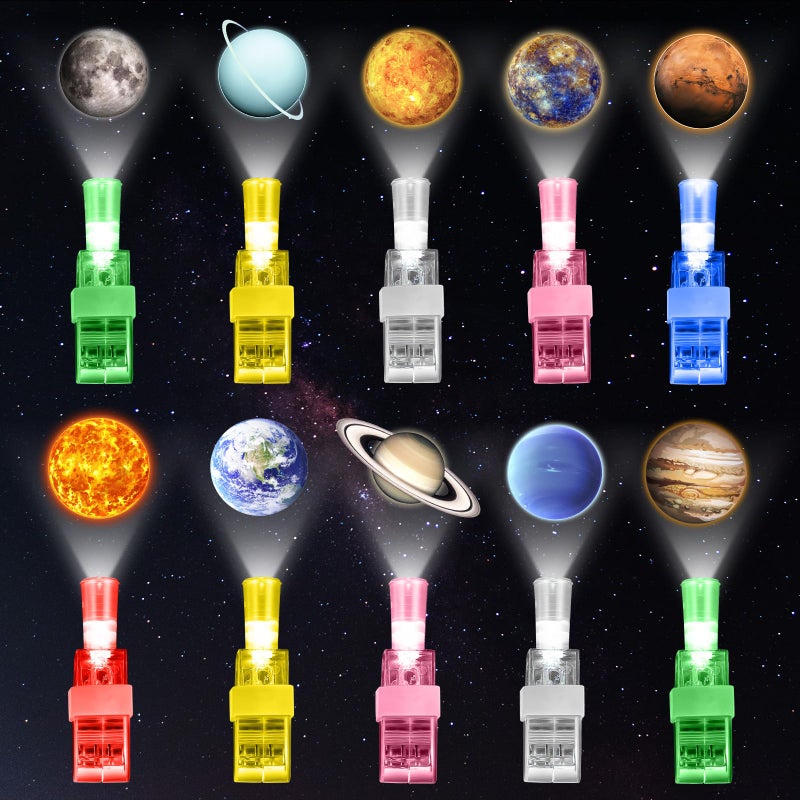 Capoda 30 Pack Finger Lights for Kids Space Themed Party Favors Birthday Decorations Space Goodie Bags Stuffers Glow in The Dark LED Light up Finger Flashlights Toy Gift Bulk Prize Supplies Planet - Image 3