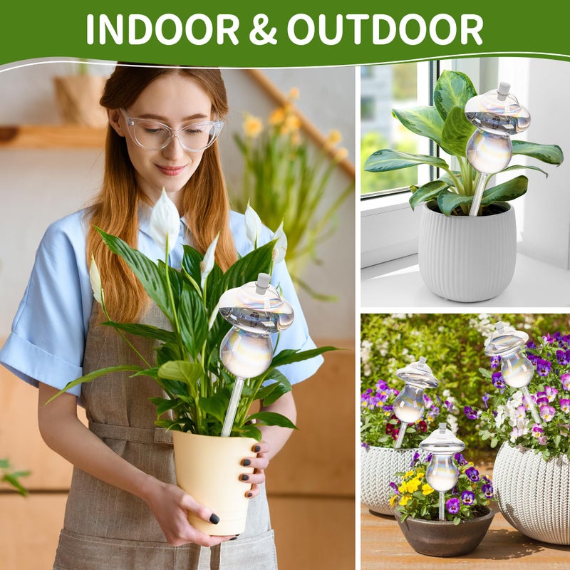 JXWENBYX 11 oz Up Large Plant Watering Globes, Self Watering Planter Insert, Glass Plant Watering Devices, Mushroom Self Watering Globes, Automatic Watering Bulbs for Indoor Outdoor Plants (Large 2-Pack) - Image 3