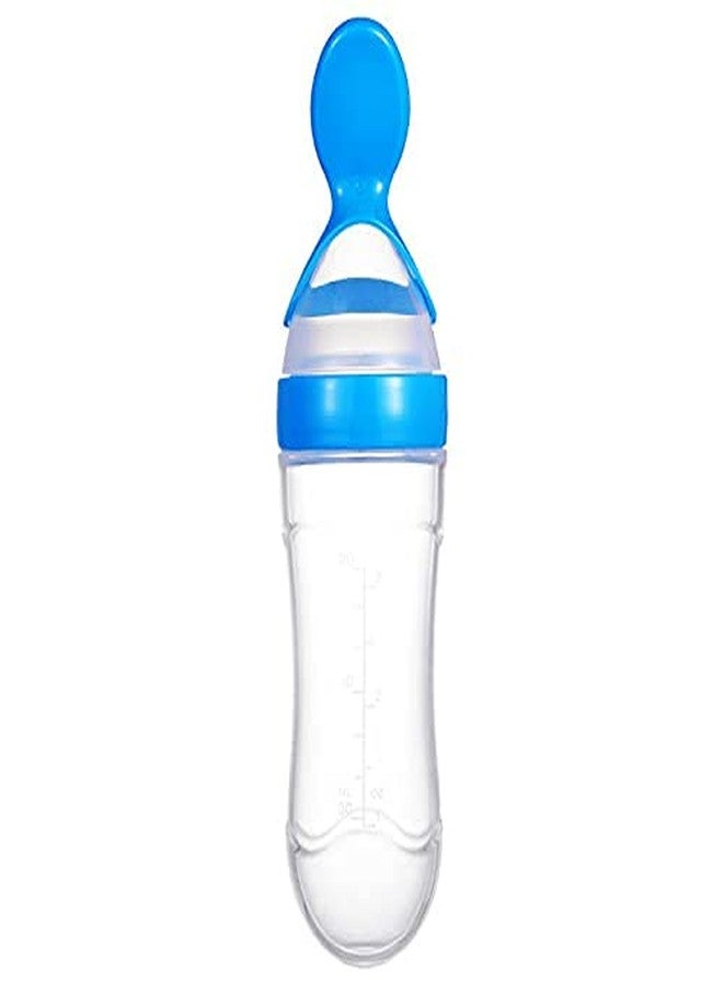 POPREX Silicone Easy Squeezy Baby Food Feeder/Food Grade Silicone Bottle Feeder for Baby Feeding - 90 ml, Blue - Image 1
