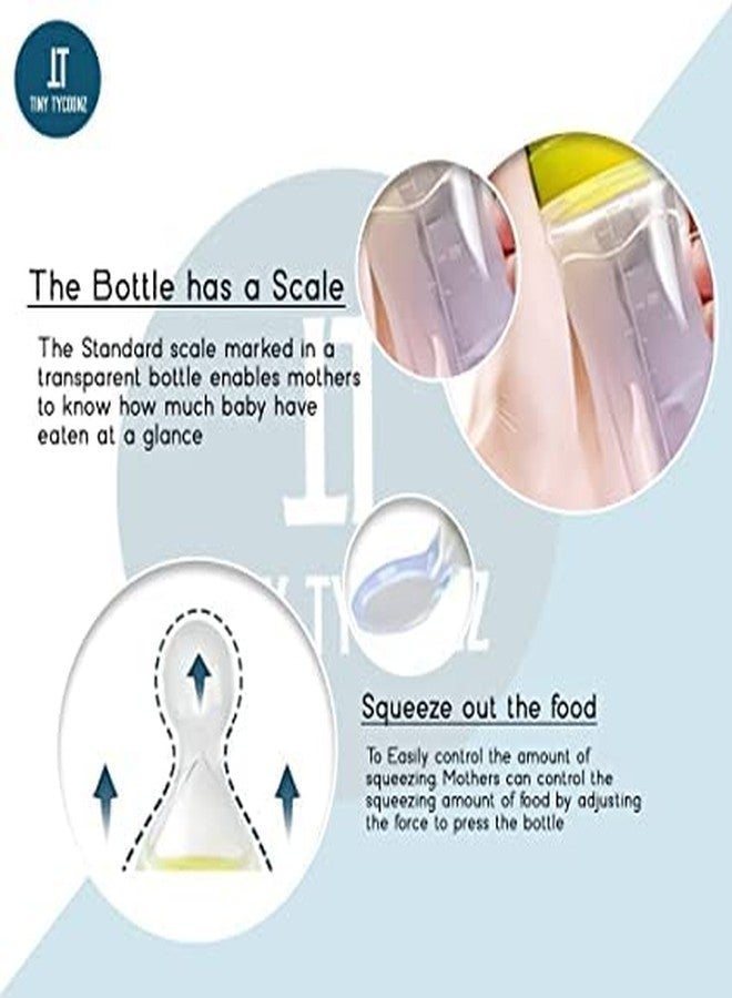 POPREX Silicone Easy Squeezy Baby Food Feeder/Food Grade Silicone Bottle Feeder for Baby Feeding - 90 ml, Blue - Image 4