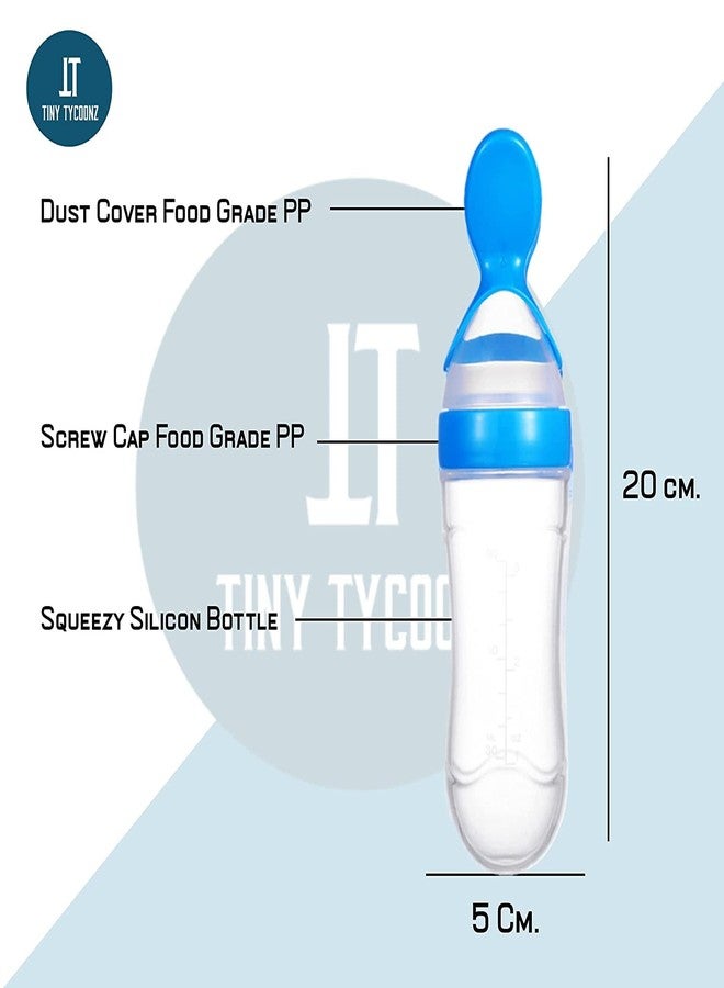 POPREX Silicone Easy Squeezy Baby Food Feeder/Food Grade Silicone Bottle Feeder for Baby Feeding - 90 ml, Blue - Image 2
